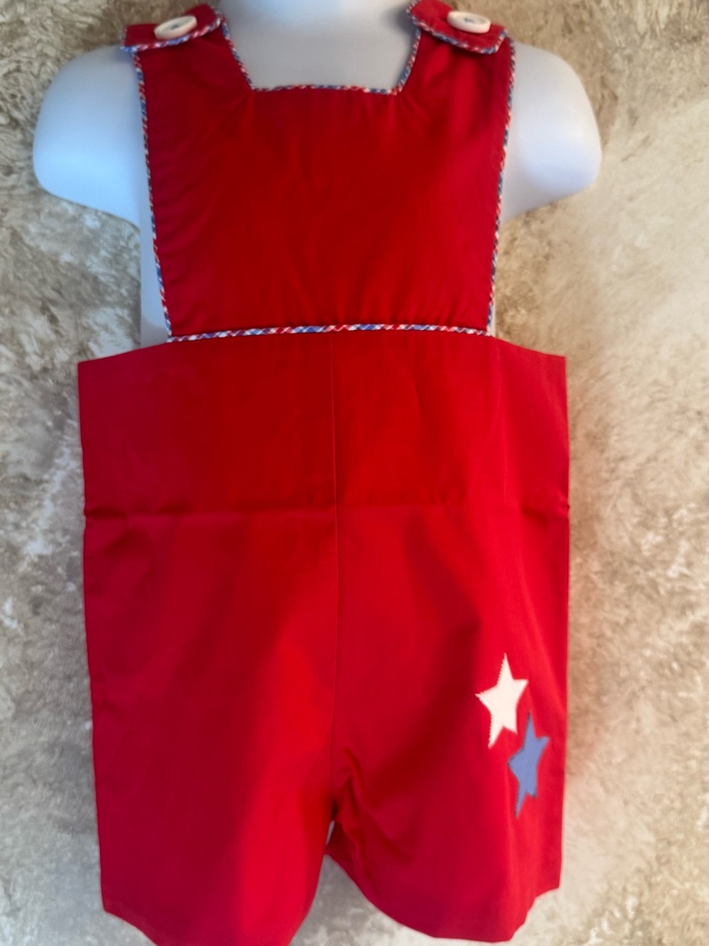 The Beaufort Bonnet Company Red Star Appliqué Romper